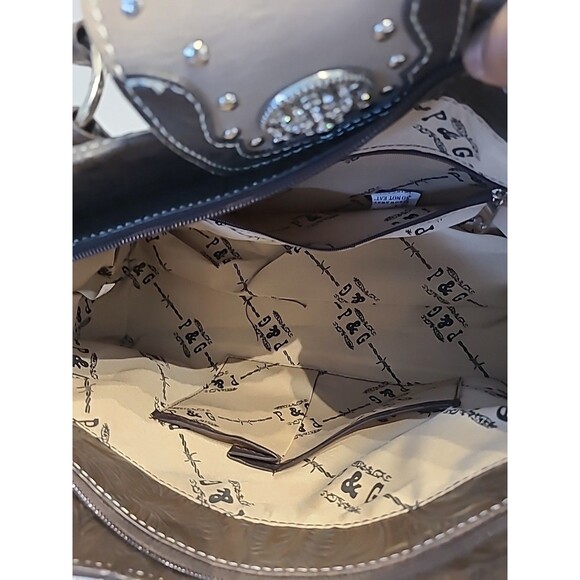 P&G Collection Western Purse - Taupe w/Rhinestones - Pockets -NWT - Picture 10 of 11